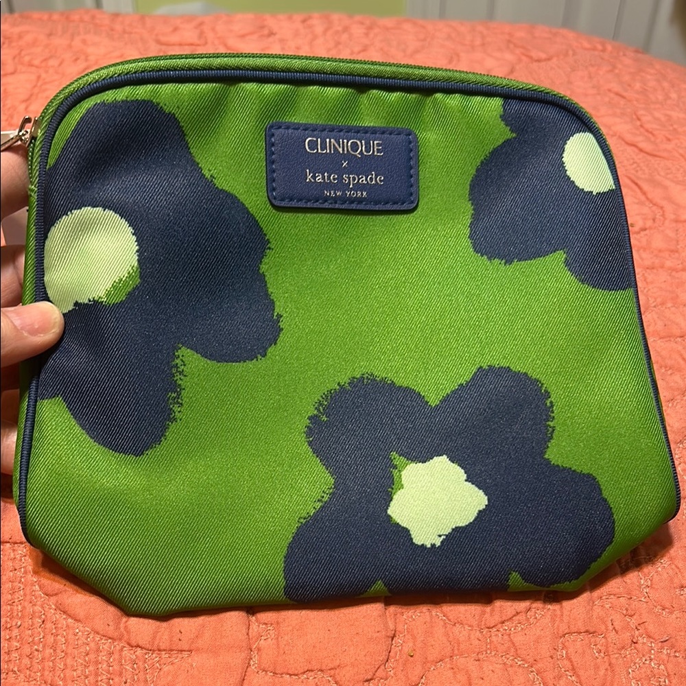 Clinique x Kate Spade Green Floral Pouch